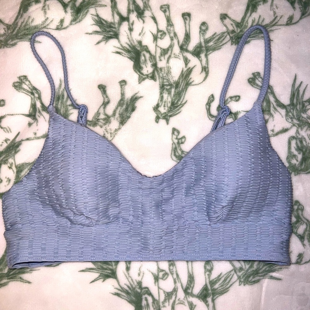 RVCA Blue Ribbed Bikini Top